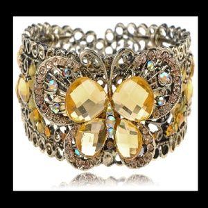 Topaz Crystal Rhinestone Butterfly Cuff Bracelet